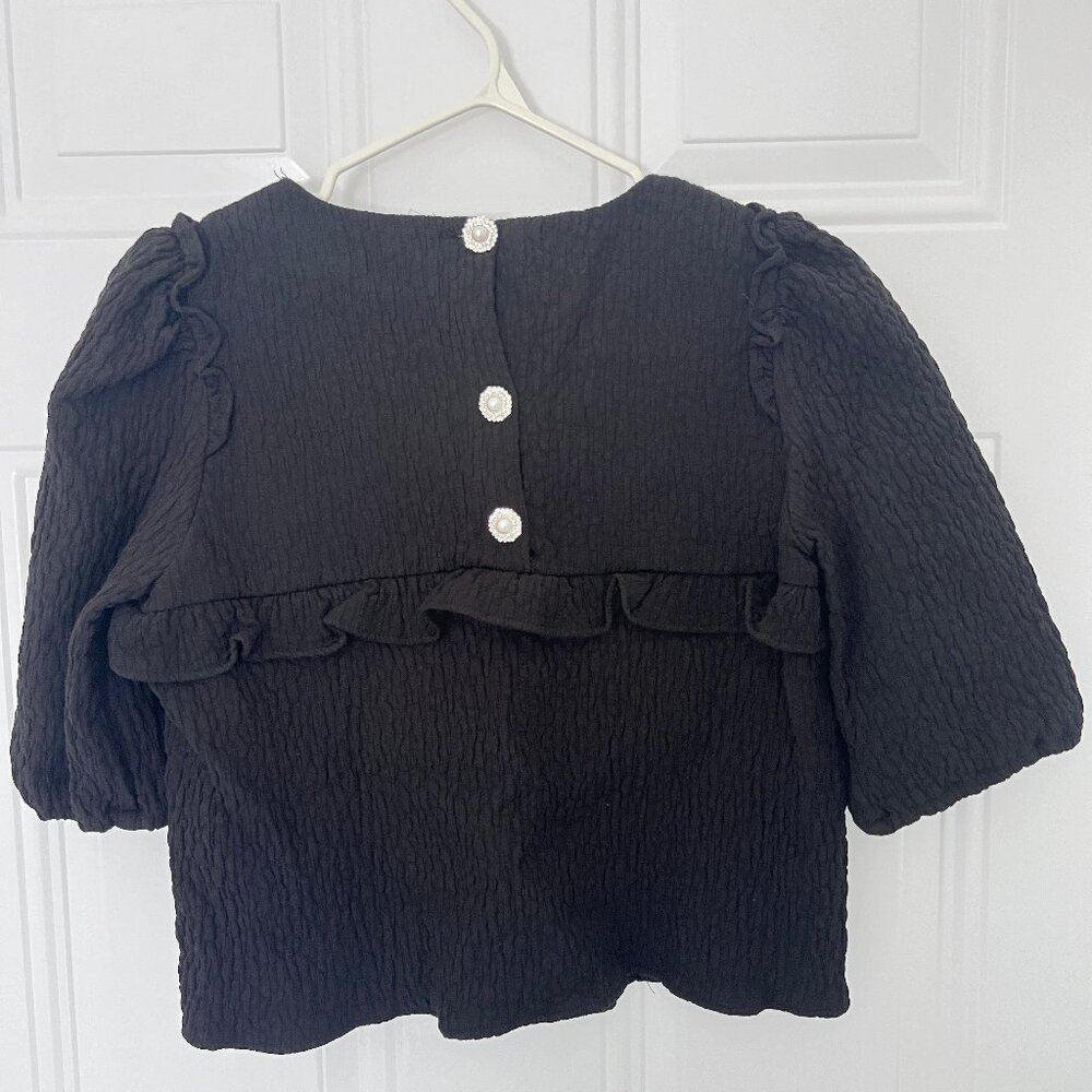 Zara Black Sparkling Button Cropped Top